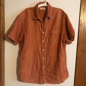 burnt orange short sleeve button down shirt
